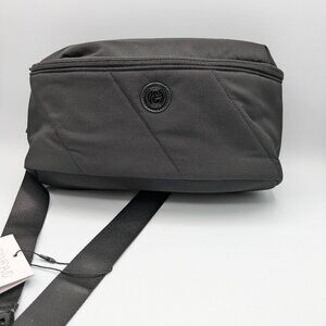 Joan & David 15" High-Density Quilted Nylon Passport Sling Pouch, Black, New